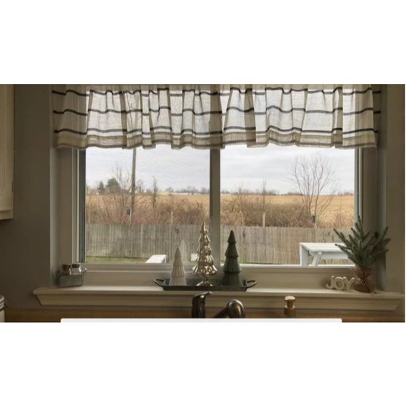 Clean Window Twill Stripe Anti-Dust Cafe Curtain Valance, 52" x 14" - Picture 4 of 4